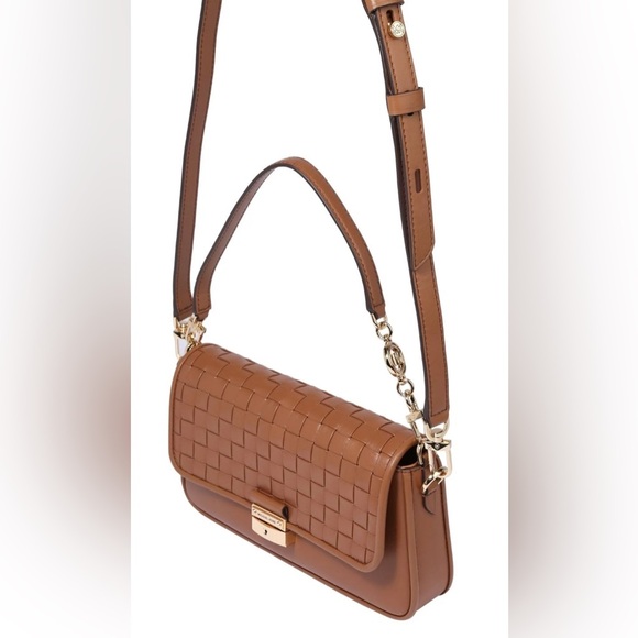 MICHAEL KORS Bradshaw Woven Leather Convertible Shoulder Tan Bag AUTHENTIC NWT - Picture 10 of 12